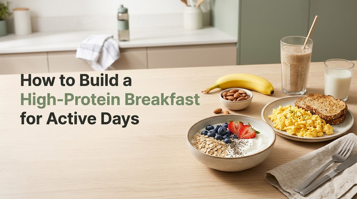 A bowl of yogurt topped with oats, blueberries, sliced strawberries, and chia seeds.